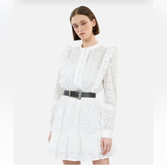 $465 THE KOOPLES Broderie Anglaise Mini Dress NWT - Picture 1 of 10